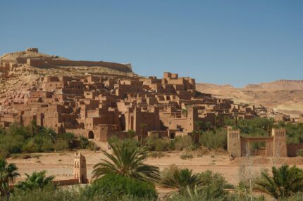 The earthen ksar of Aït Ben Haddou on its hillside above the palm trees