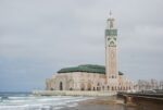 The Hassan II Mosque and its minaret by the Atlantic Ocean in Casablanca