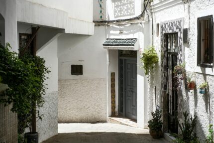 White-walled street in the old medina of Tangier
