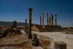 Roman columns and ruins at Volubilis near Meknes
